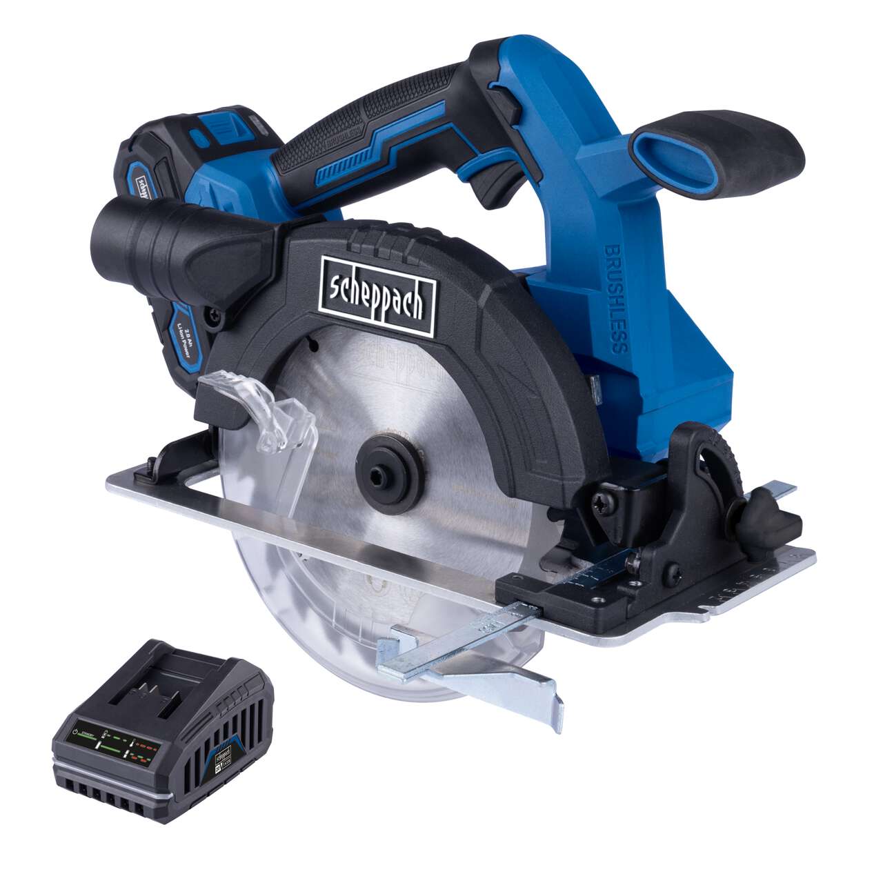 Akku-Handkreissäge BC-HCS165-X Scheppach - Sägeblatt Ø165mm | Schnitttiefe max. 55mm bei 45° | LED | inkl. 2Ah Akku + 2,4A Ladegerät