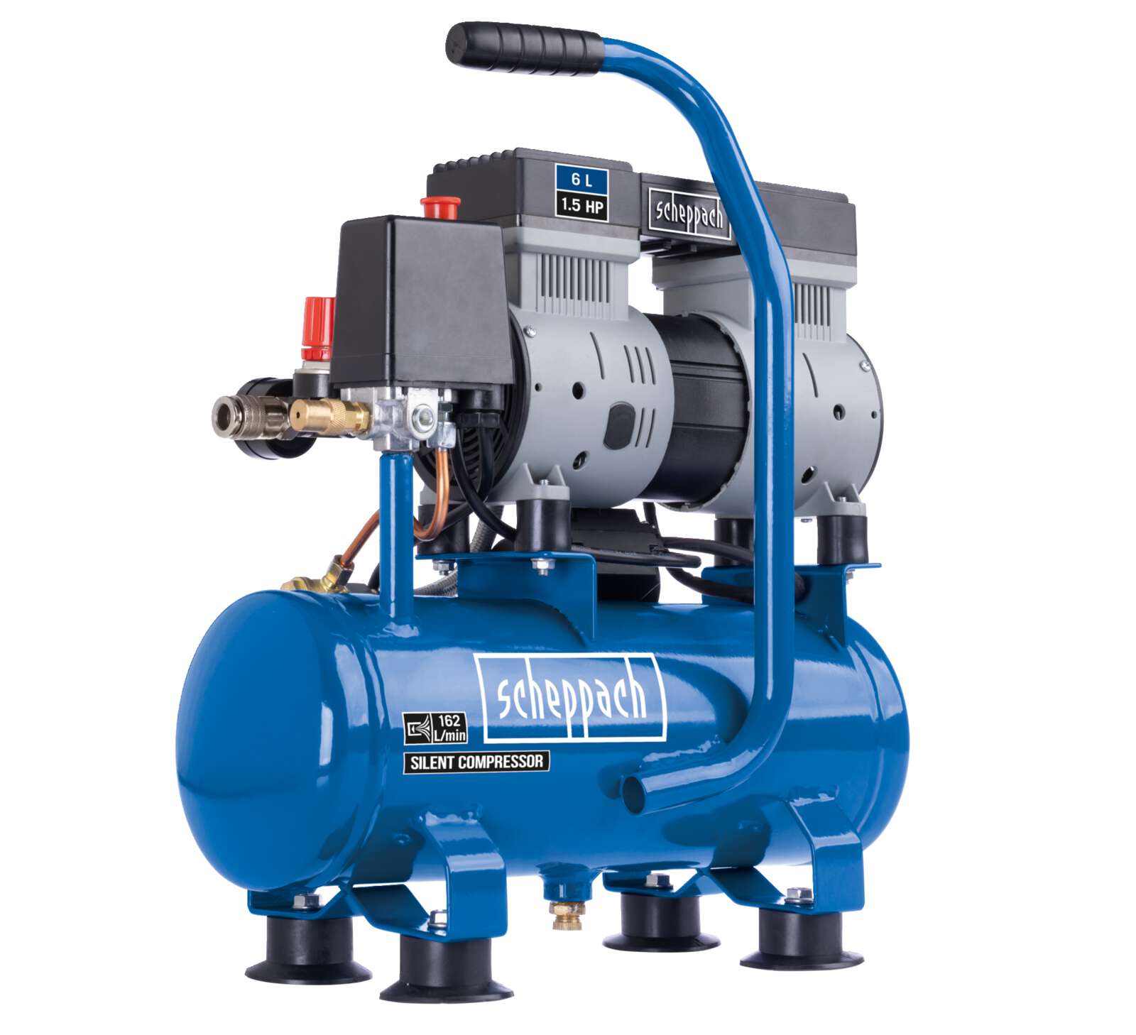 Kompressor HC08Si Scheppach - 1,5 PS | 162 l/min Ansaugleistung | 6 L | 8 Bar | ölfrei