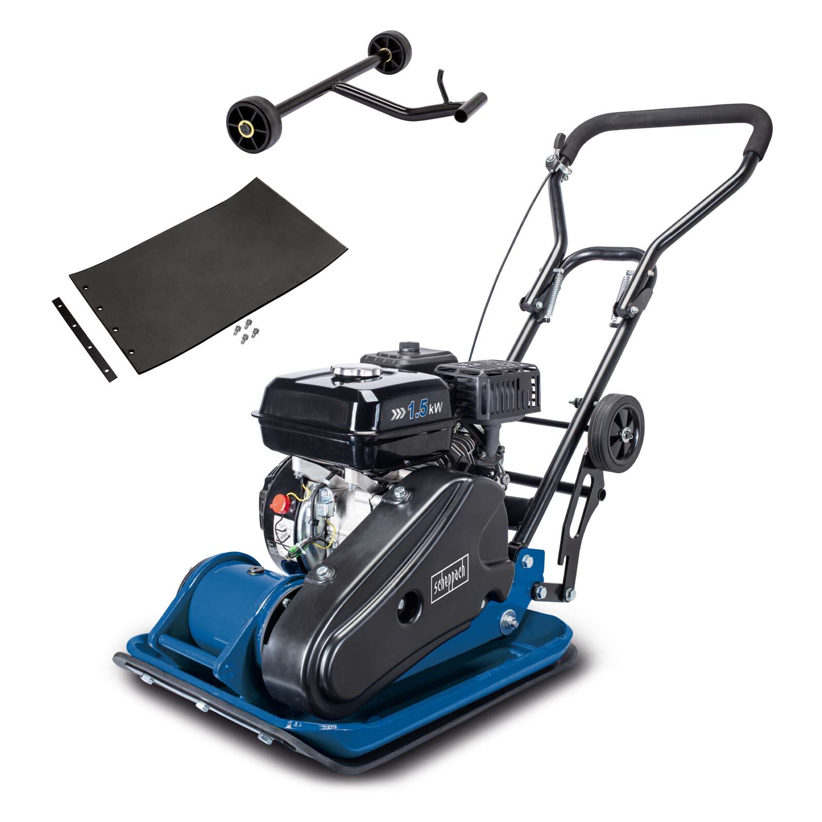 Benzin Rüttelplatte HP1400S Verdichter Rüttler Vibrationsplatte 2 PS Leistung 13 kN Verdichtungsdruck 25cm Verdichtungstiefe Komplettset