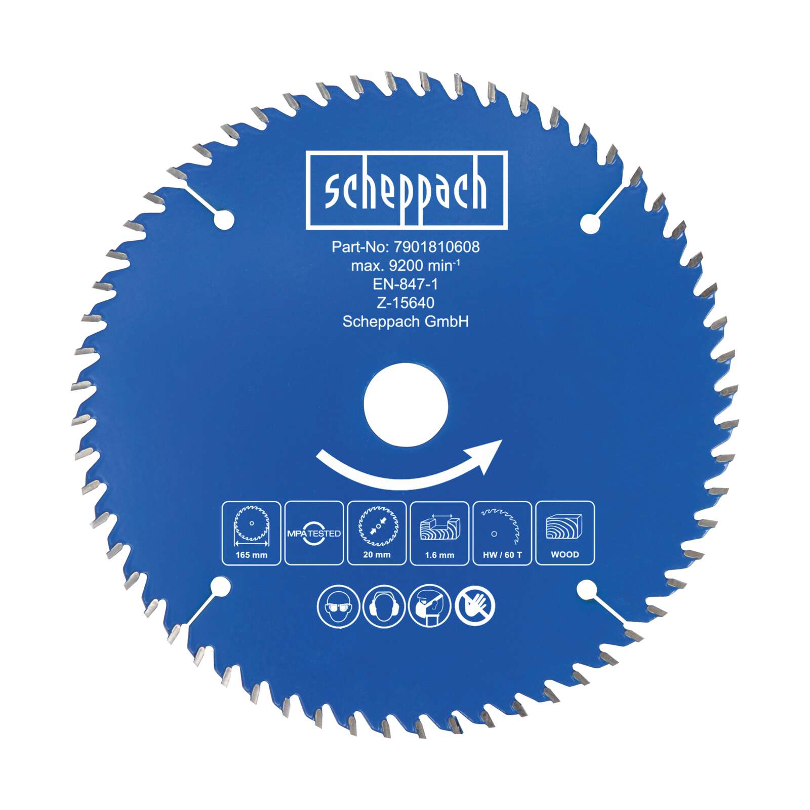 HW Kreissägeblatt Scheppach - Ø165 x 20 x 1 x 1,6 mm | 60 Zähne