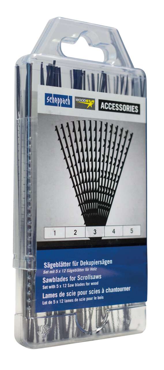 Universal 60tlg. Sägeblatt-Set Dekupiersägeblätter Scheppach - 60 Stück (5x12 Stück)
