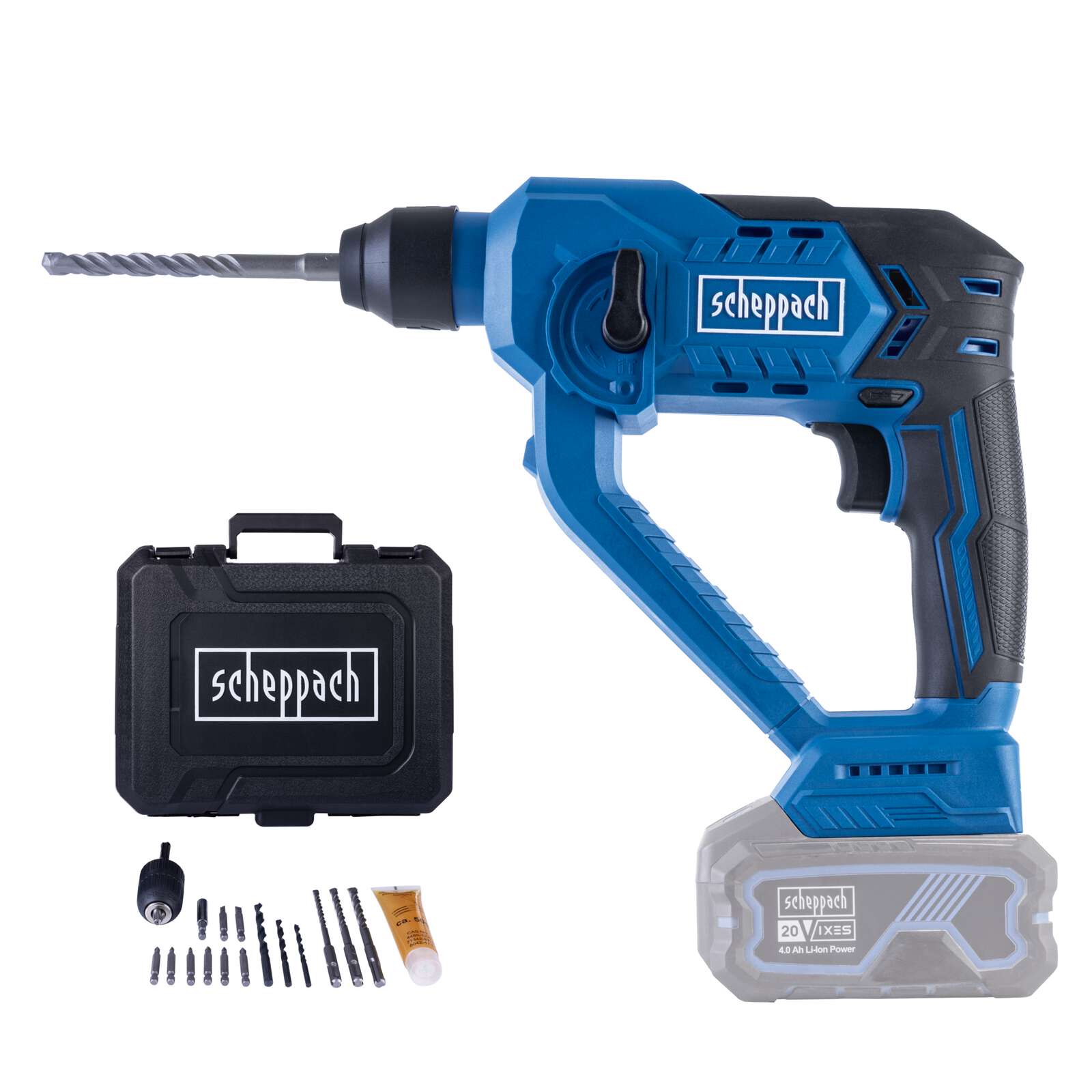 Akku-Bohrhammer C-RHD130-X Scheppach | Schlagkraft 1,3J | Schlagzahl bis 6000bpm | LED-Leuchte