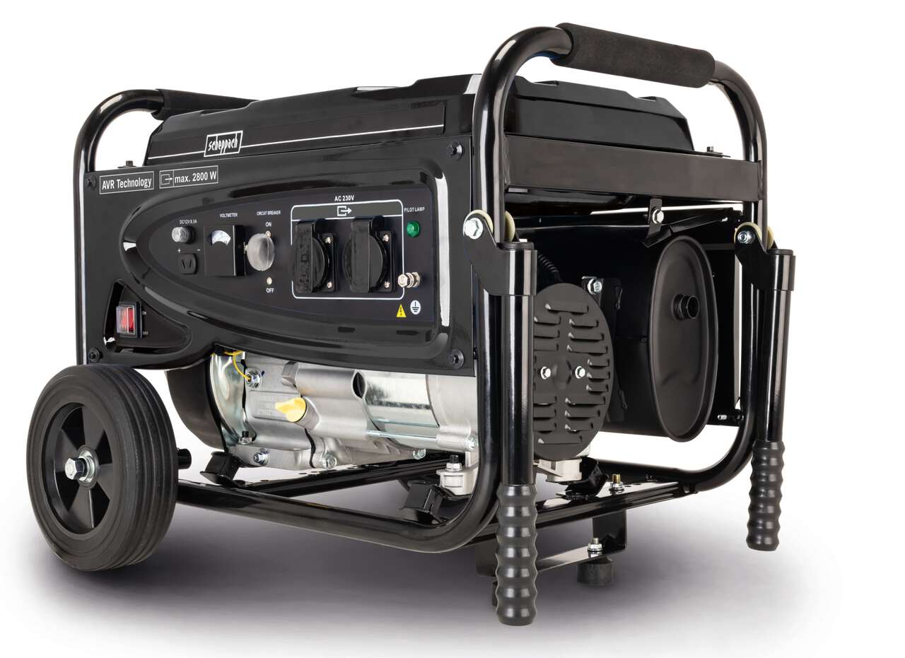 Stromgenerator BGT2800 Scheppach | 6,5 PS | 15L Benzintank | Max. 2800 W Ausgabeleistung & 2500 W Nennleistung