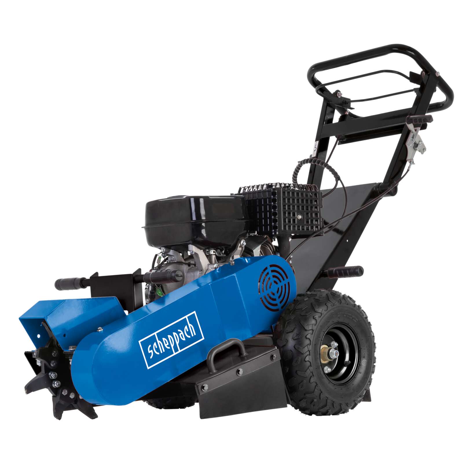 Benzin-Baumstumpffräse SGM4200 Scheppach - 12PS | 3600 1/min | 9 Fräszähne | 23,5cm Frästiefe | 60cm Fräshöhe | 6,5L Tank | Seilzug