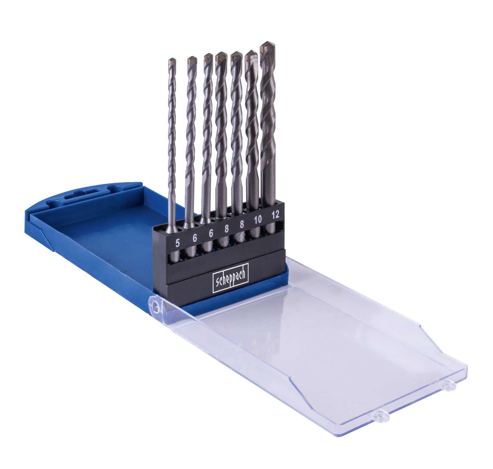 SDS-Plus Hammerbohrer Set Scheppach - 7-tlg. | Ø 5/6/2x8/10/12 | x 160 mm