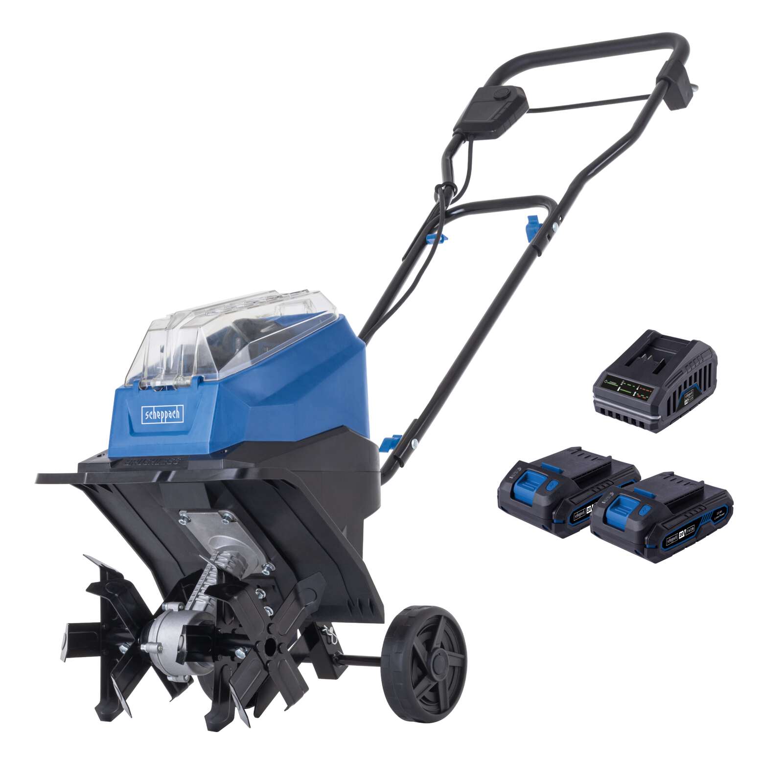 Akku-Bodenhacke BC-MT300-X Scheppach - 20V | inkl. 2x 2Ah Akku + 2,4A Ladegerät