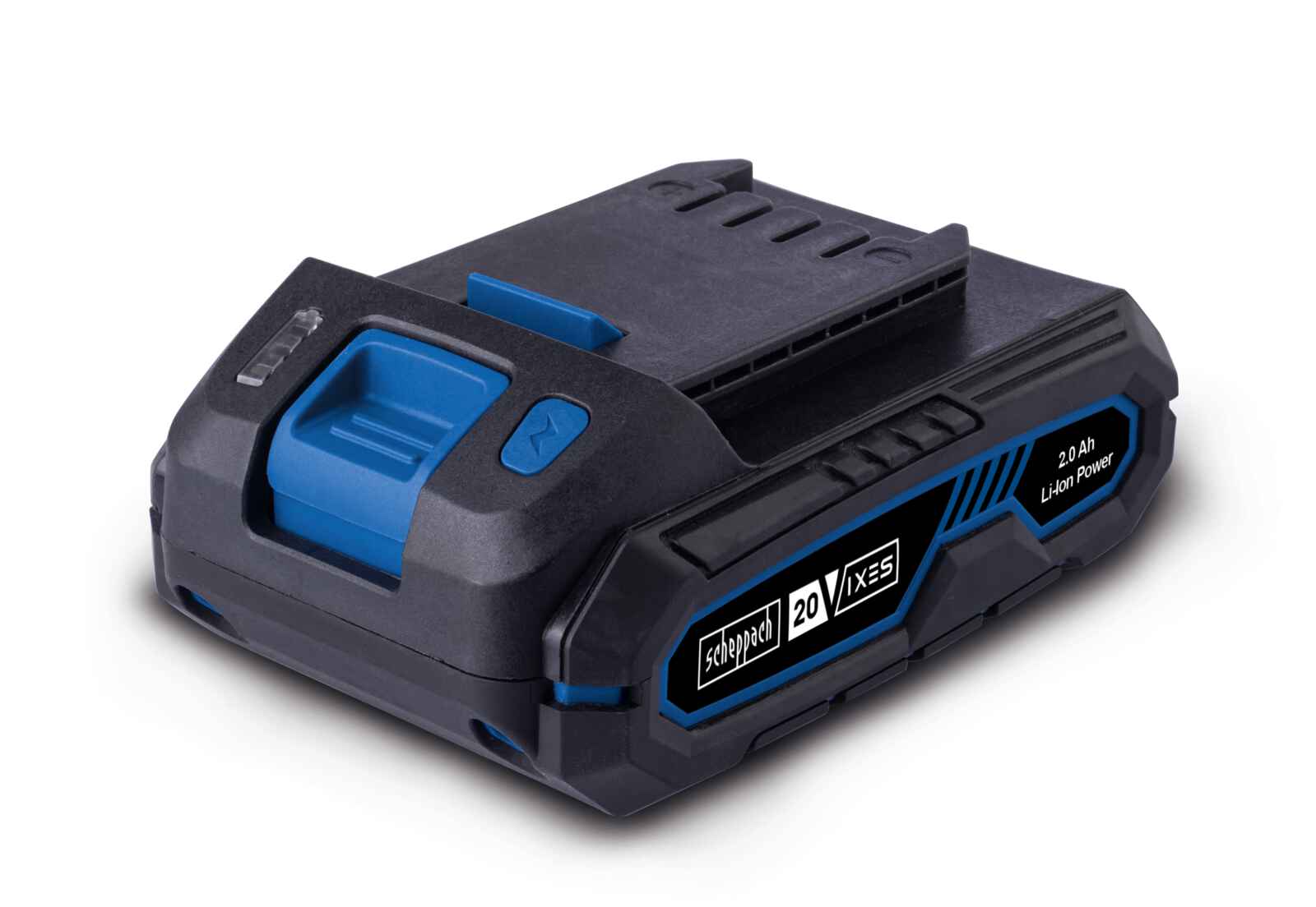 Akku SBP2.0 Scheppach - 20V/2Ah | 3-stufige LED-Anzeige | gummiertes Gehäuse | Ladezeit ca. 35-60 Min. | geringes Gewicht