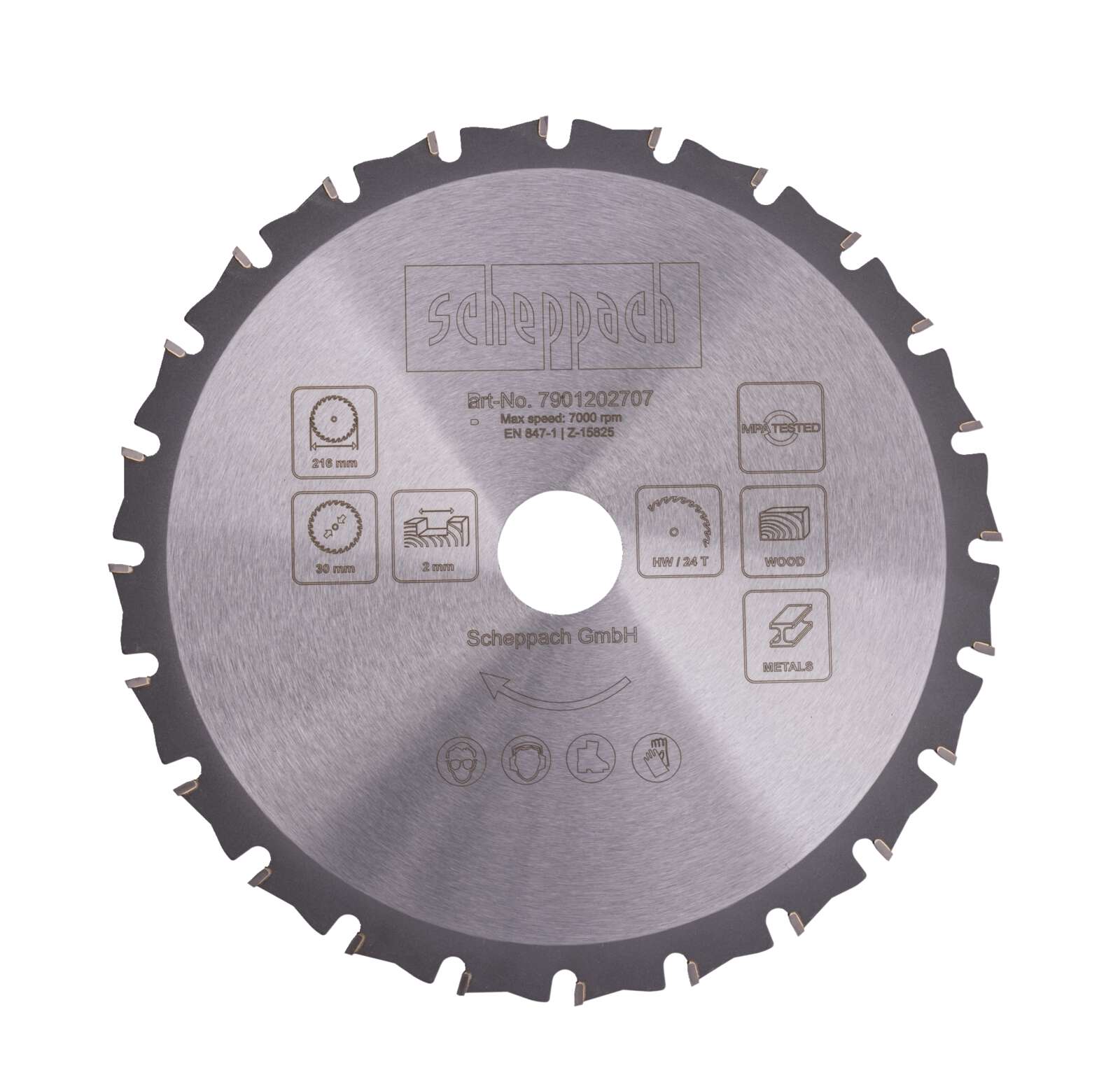 Multifunktions Sägeblatt Ø216mmx20mmx30mm 24 z HM90MP - Scheppach