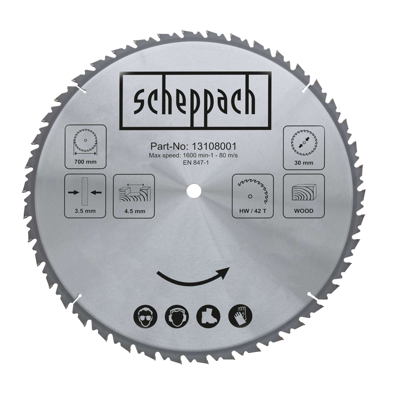 HW Kreissägeblatt Scheppach - Ø 700 x 30 x 4,5 x 3,2 mm | 42 Zähne