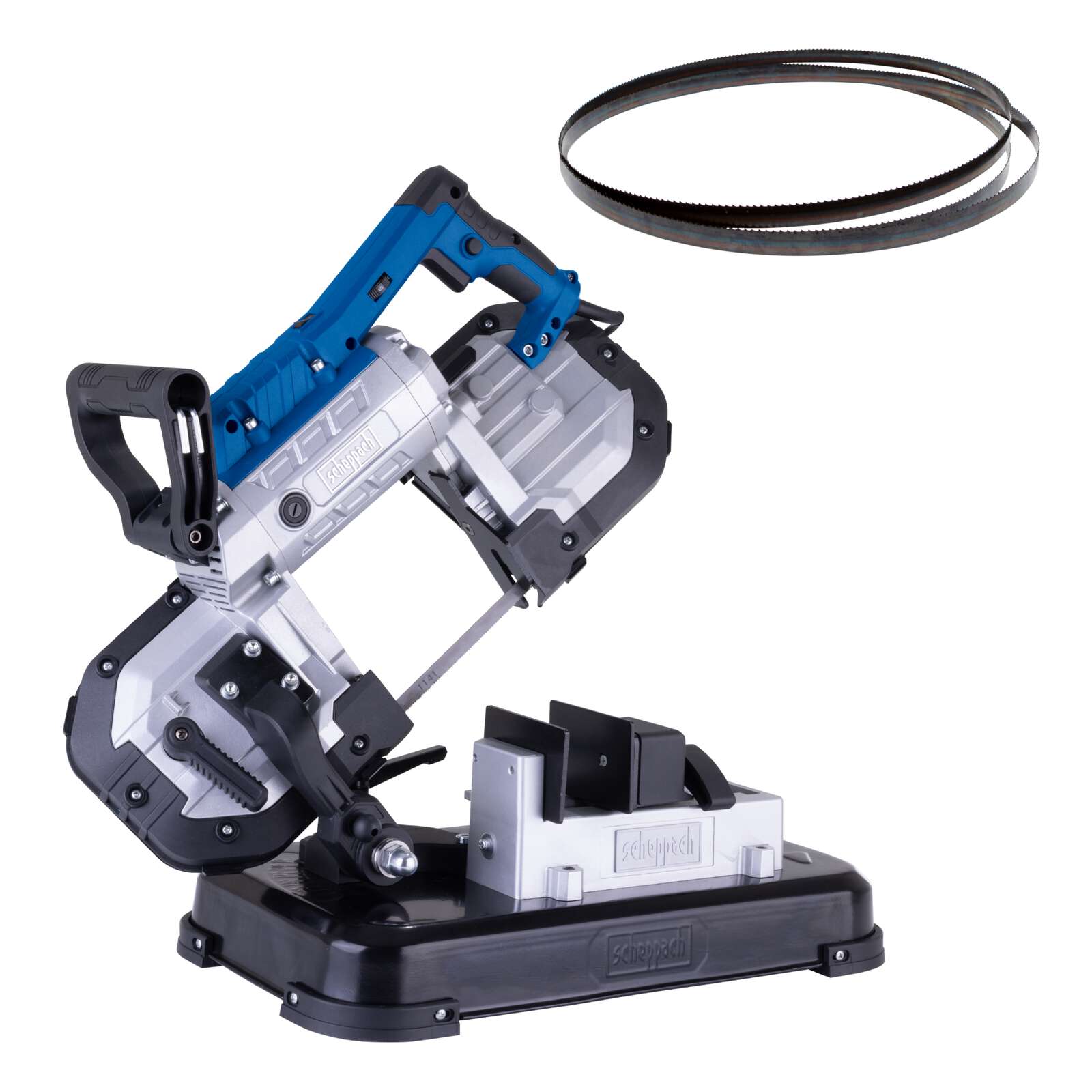 Metallbandsäge MBS1200 Scheppach - 1200W | 127mm Schnitthöhe | Vario-Speed | LED-Arbeitslampe | inkl. 2. Sägebänder 10Z / 14Z