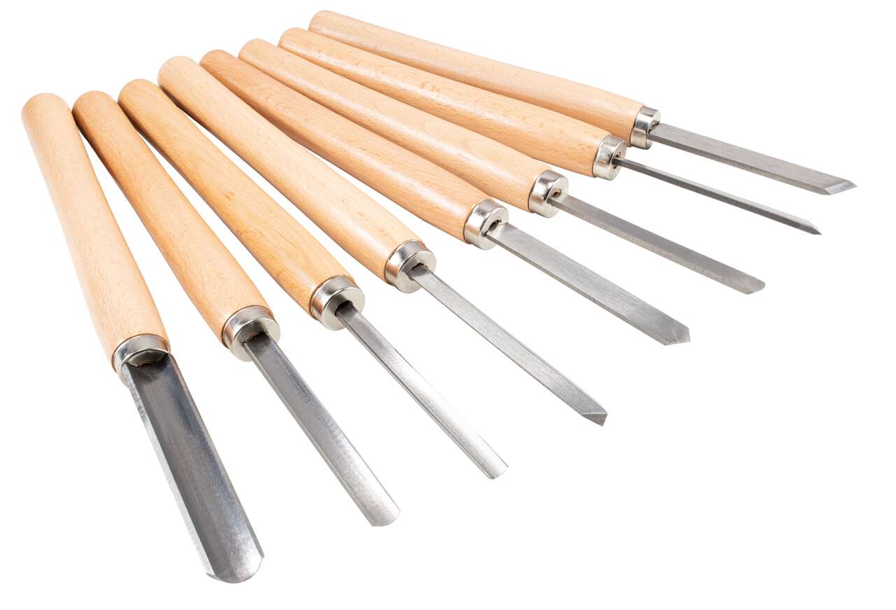 Drechsel Werkzeug Set Holzkoffer 8-tlg für Drechselmaschine Drehbank - Scheppach