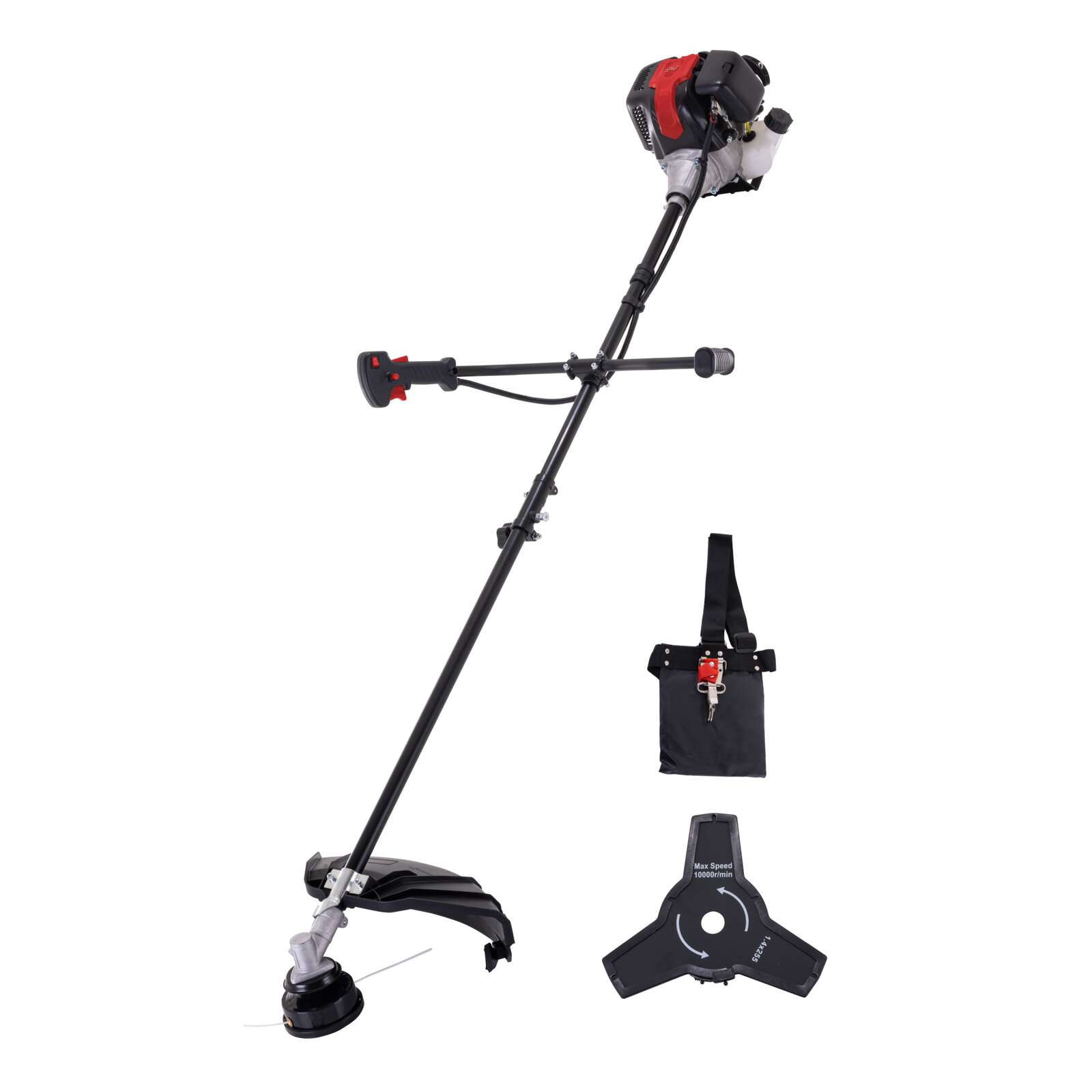 Benzin Freischneider BCH31 Scheppach - 1,0PS | 480mm Rasentrimmer Schnittbreite | 255mm Motorsense Schnittbreite | Seilzugstarter | Bike-Griff