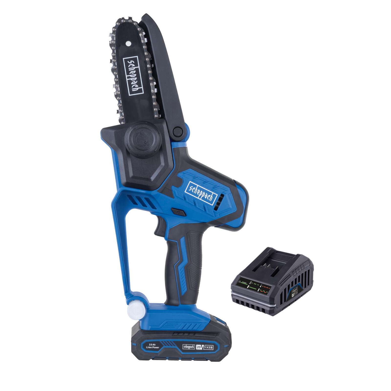 Akku Gehölzschneider C-PS100-X Scheppach - 20V | 127mm Schnittlänge | 4,8 m/sec Schnittgeschwindigkeit | inkl. 2Ah Akku + 2,4 A Ladegerät