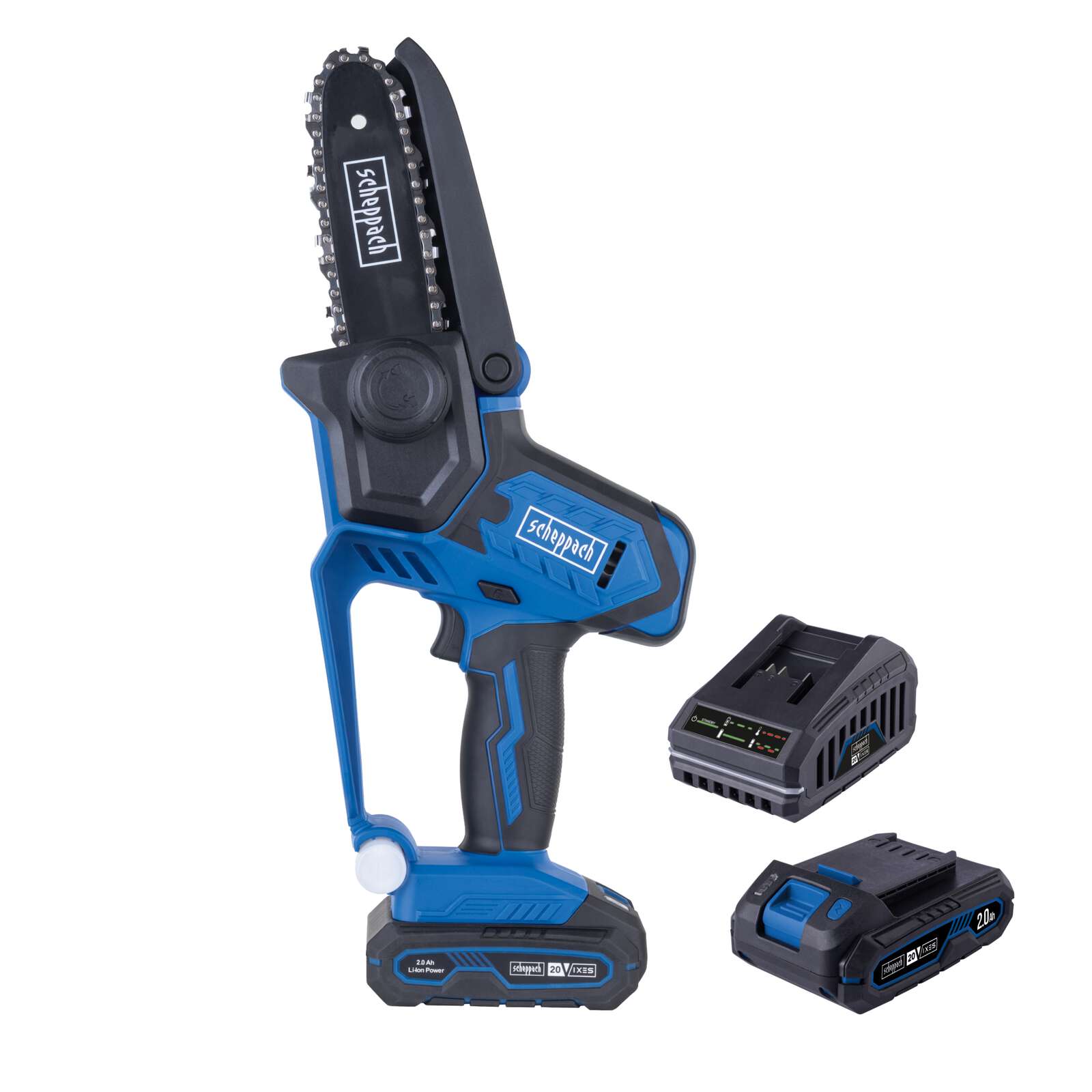 Akku Gehölzschneider C-PS100-X Set S Scheppach - 127mm Schnittlänge | 4,8 m/sec | inkl. 2x2Ah 20V Akku + 2,4 A Ladegerät