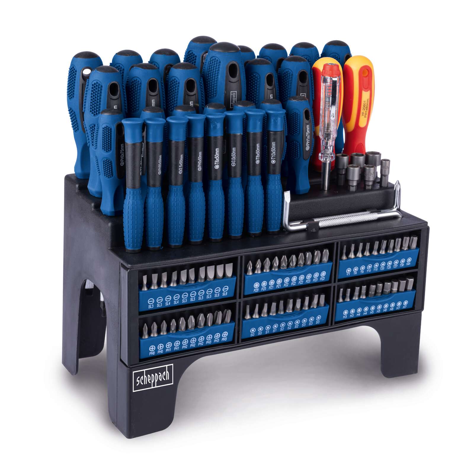 Schraubendreher Set VDE Scheppach - 100-tlg. | Haushalt | Baustelle | Werkstatt | magnetische Spitze