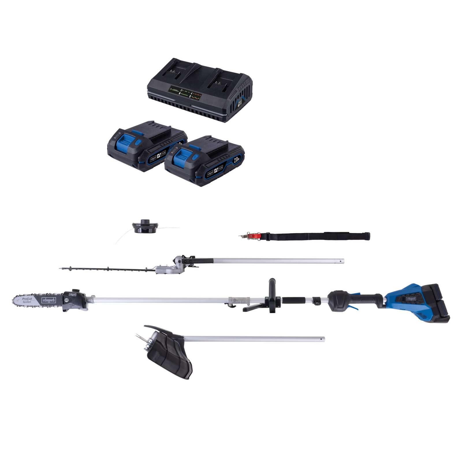 Akku-Multifunktionsgerät BC-MFH400-X Scheppach | Brushless | 4 Funktionen | Drehzahlanpassung | inkl. 2x Akku + Doppelladegerät