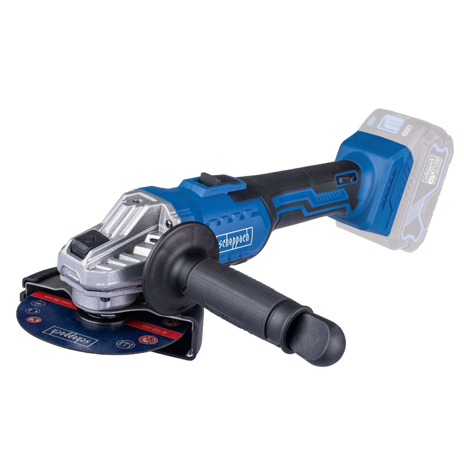 Akku-Winkelschleifer C-AG125-X Scheppach | Schleifscheiben Ø125mm | Drehzahlregelung 2500-10000min