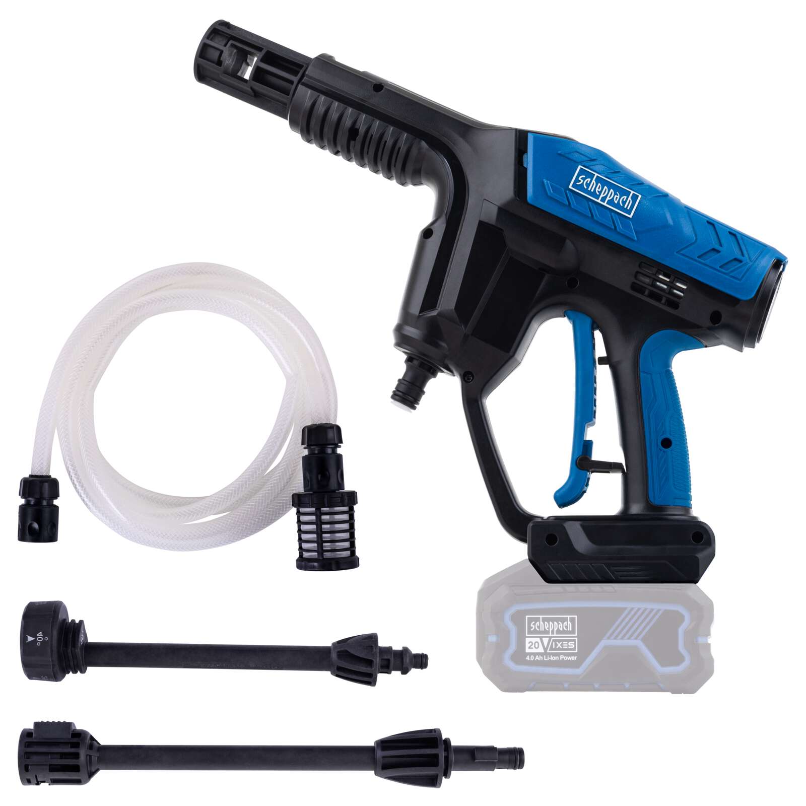 Akku Druckreiniger C-HPG35X Scheppach - 20V | 35bar | 180 L/h Durchflussmenge | 6m Schlauchlänge | verstellebare Düse | ohne Akku & Ladegerät