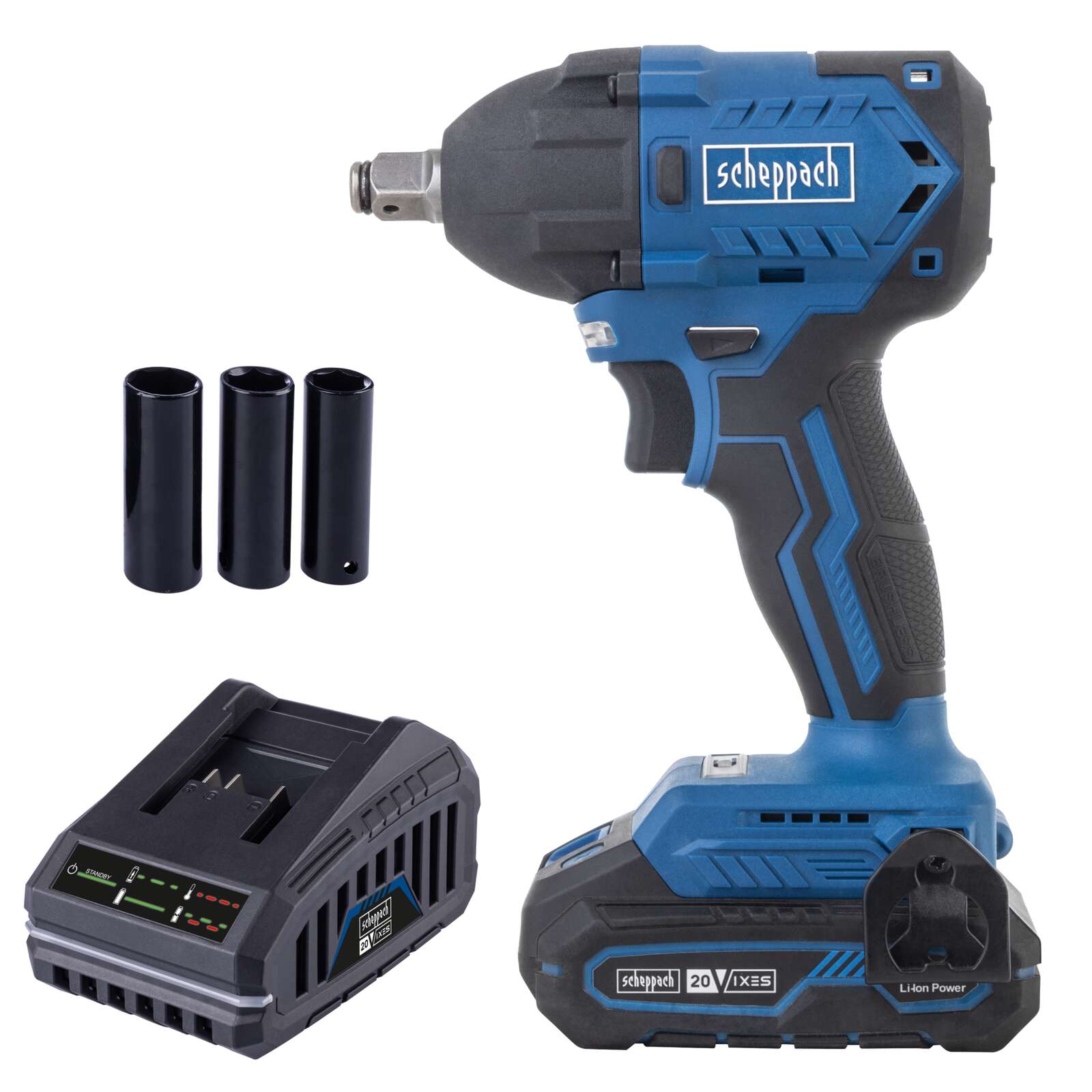 1/2 Zoll Akku Schlagschrauber BC-IW350-X Scheppach - 20V | Rechts-/Linkslauf 180 - 350 / 370Nm | 3600 bpm Schlagzahl | inkl. 2Ah Akku + 2,4A Ladegerät