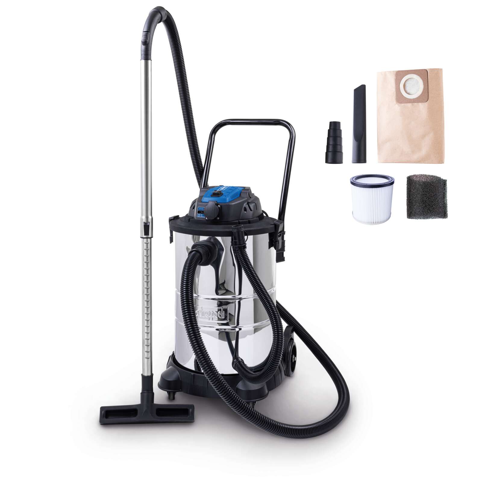 Elektro Nass-/Trockensauger VC50 Scheppach - 1400W | 3m Schlauchlänge | 5m Anschlusskabel | 50L Fassungsvermögen | 20kPa