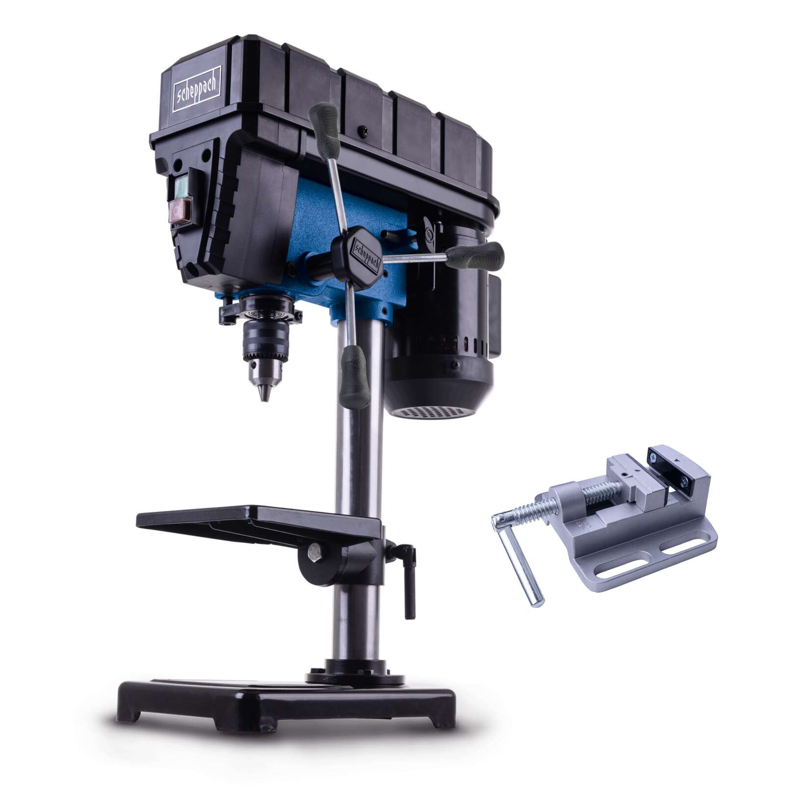 Tischbohrmaschine TBM200 Scheppach - 230V 400W | 1,5-13mm Bohrfutter | Bohrtiefe bis 50mm | Drehzahl 550-2600 u/min | inkl. Schraubstock