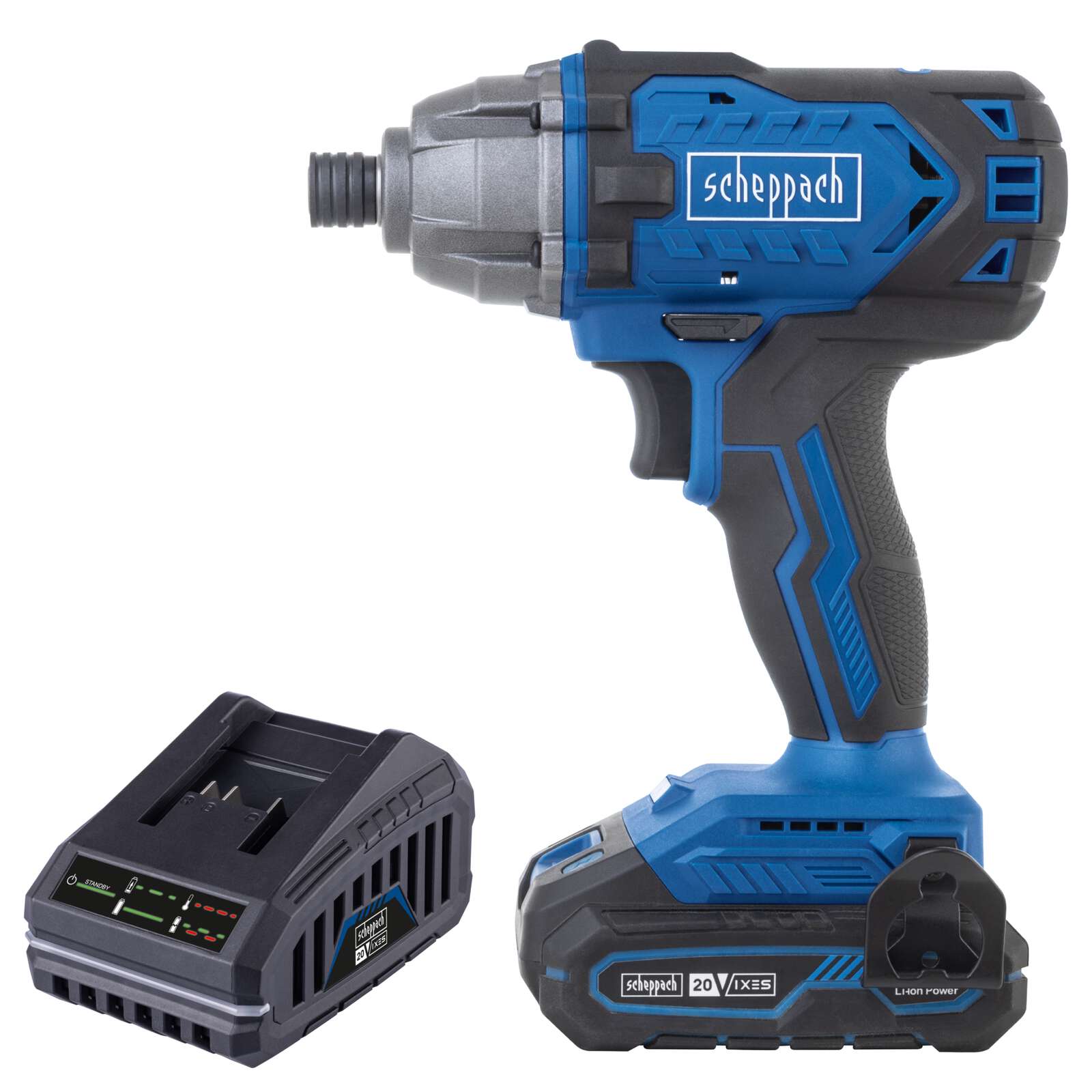 1/4 Zoll Akku-Schlagschrauber C-ID180-X Scheppach - 20V | 180Nm Drehmoment | 3600bpm Schlagzahl | inkl. 2Ah Akku + 2,4A Ladegerät