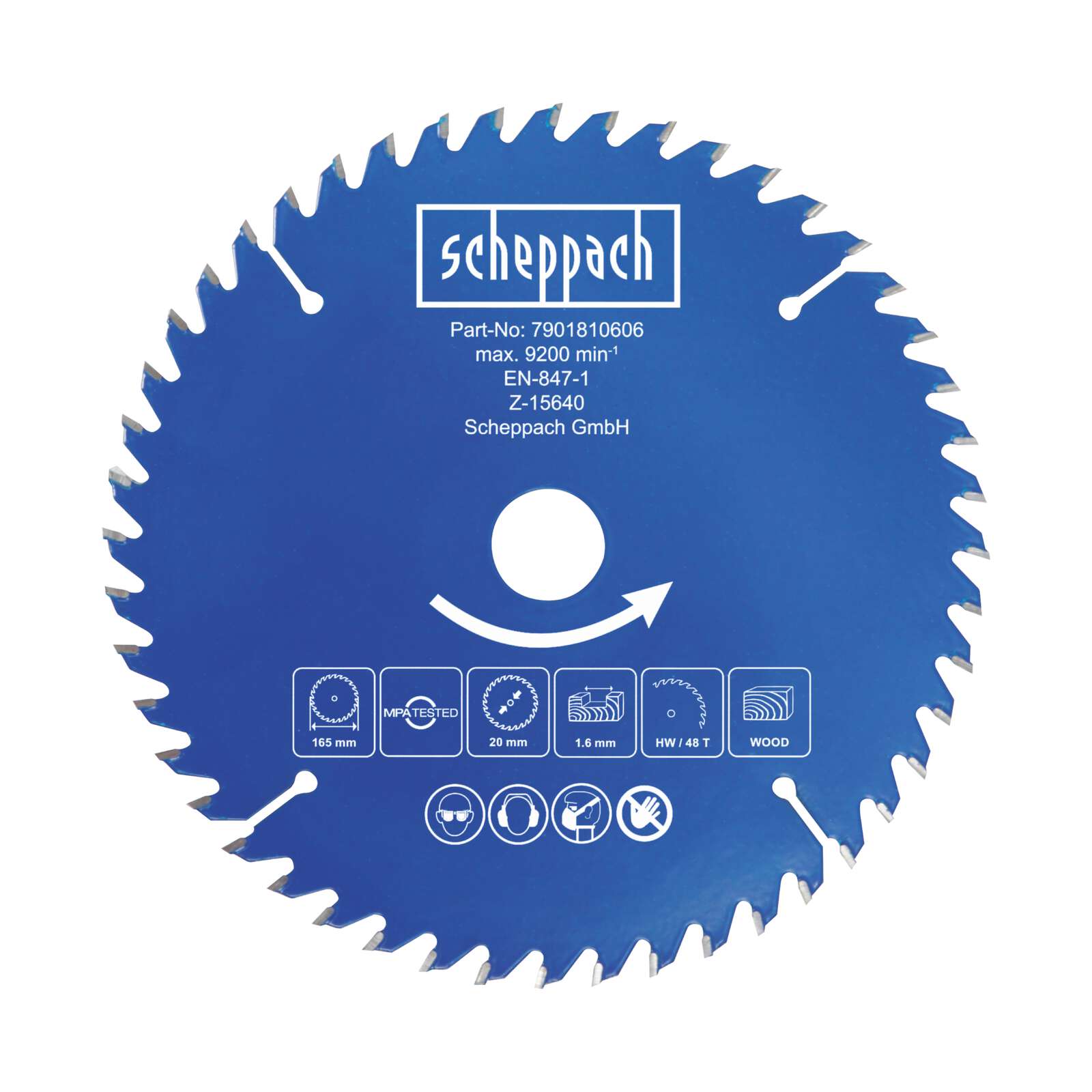 HW Kreissägeblatt Scheppach - Ø165 x 20 x 1 x 1,6 mm | 48 Zähne