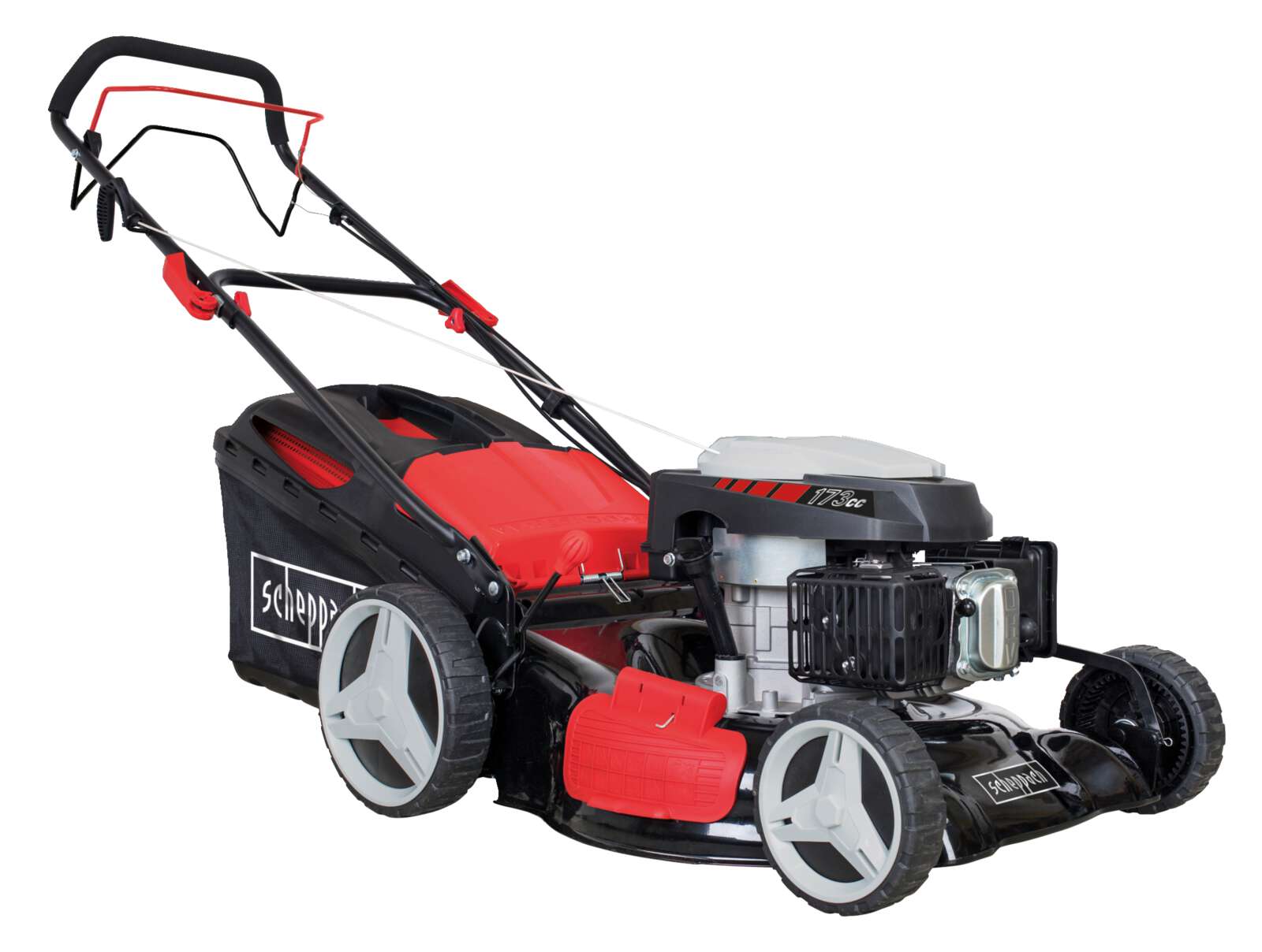 Benzinrasenmäher MS173-51 Scheppach - 51cm Schnittbreite Radantrieb | Mulchfunktion | 65 Liter Korb