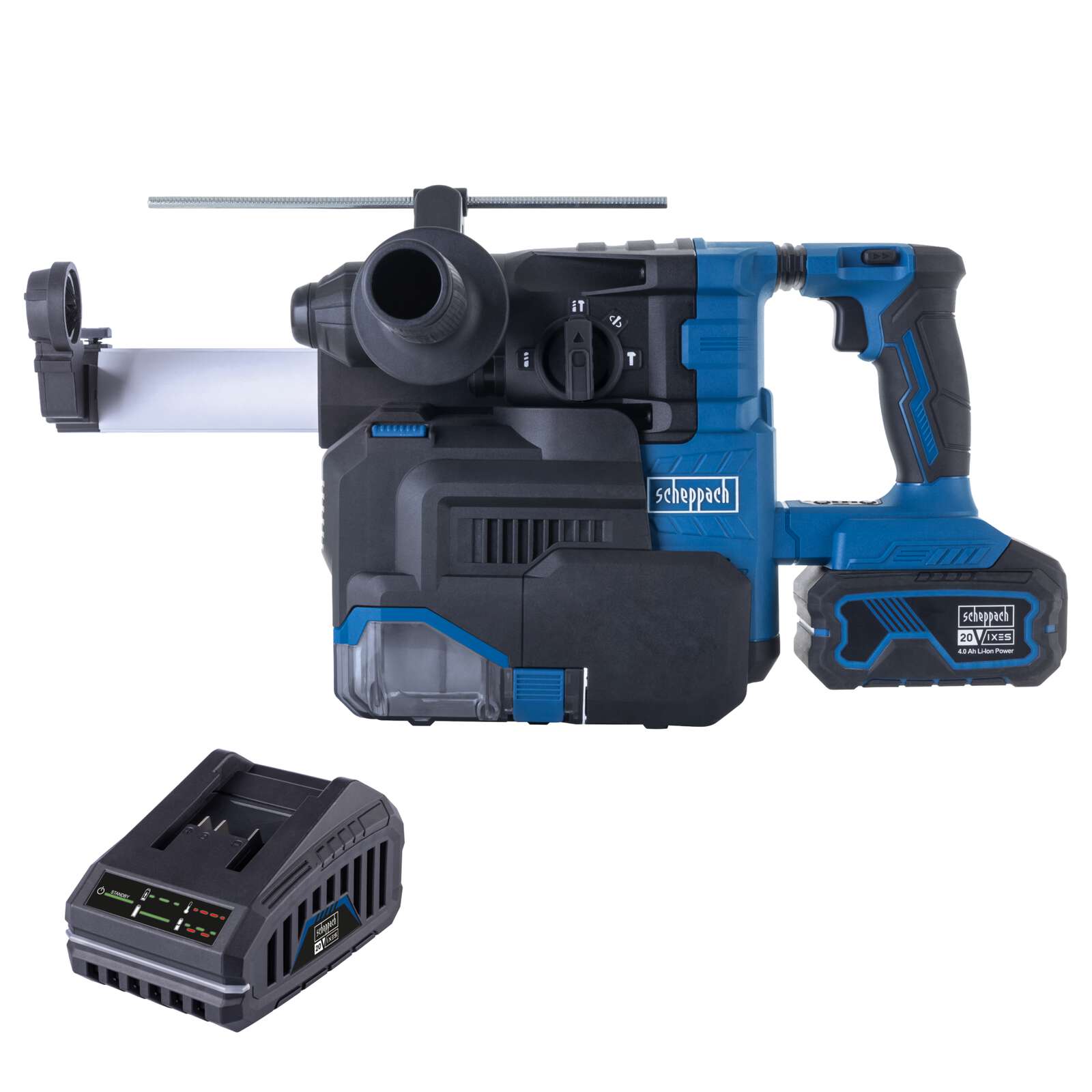 Akku-Bohrhammer BC-DH300DFS-X Scheppach - 20V | 2,8J Schlagkraft | 4440bpm | SDS-Plus | inkl. 4Ah Akku + 2,4A Ladegerät