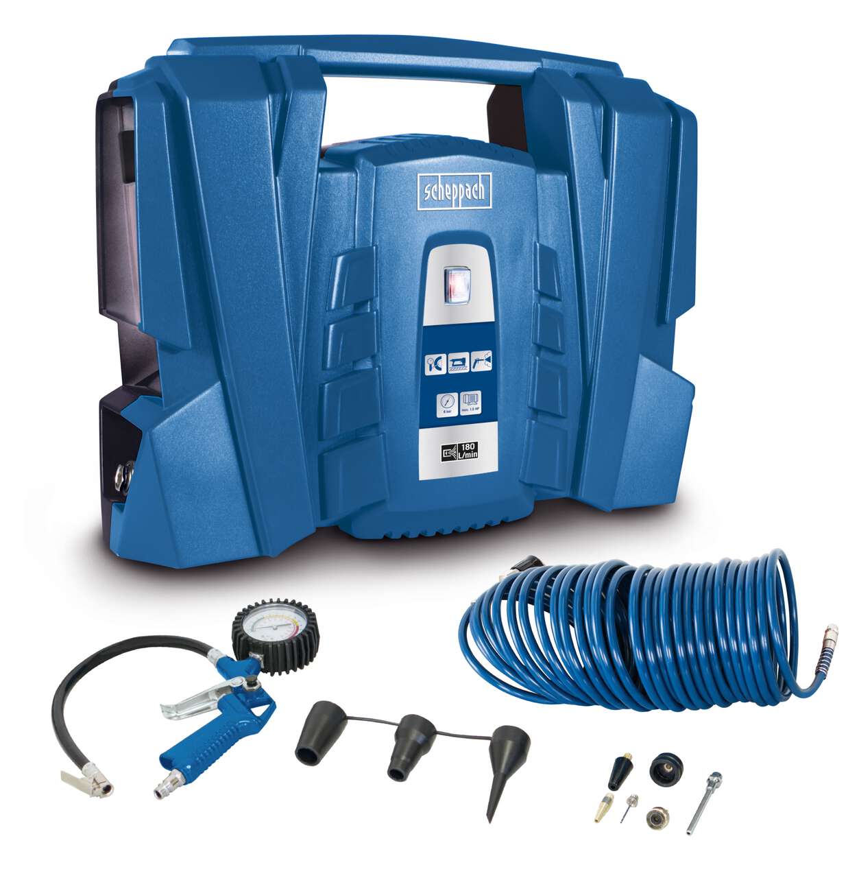 Kompressor Air Force 4 Scheppach - 180L/min | 8bar | inkl. Zubehörset
