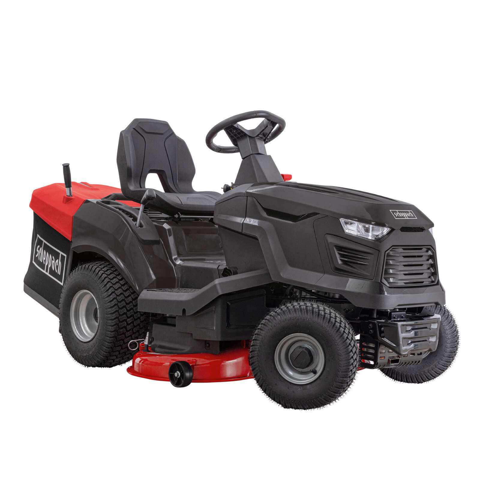 Benzin-Rasentraktor TMR452-98C-RD Scheppach - 12,5PS | 98cm Schnittbreite | 245L Fangbox | LED-Scheinwerfer | 30-90mm Schnitthöhe
