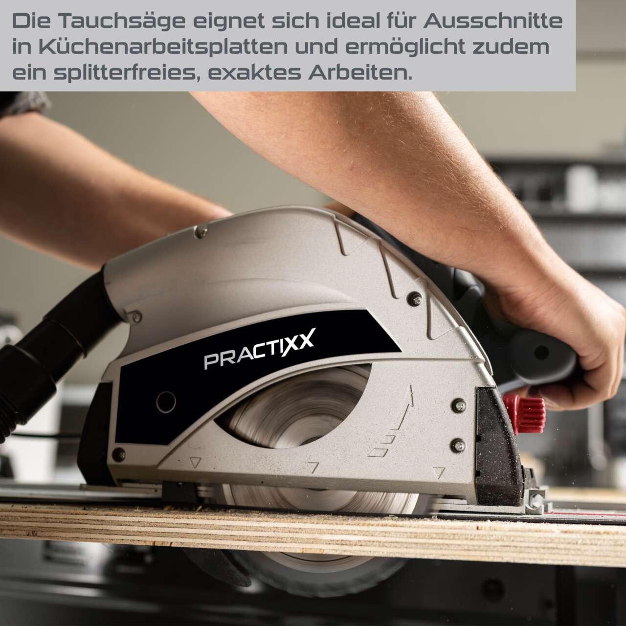 Tauchsäge PX-TS-55 Practixx - 55mm Schnitttiefe | 3x 500mm Schiene & Zubehör | mit 2.Sägeblatt 48Z