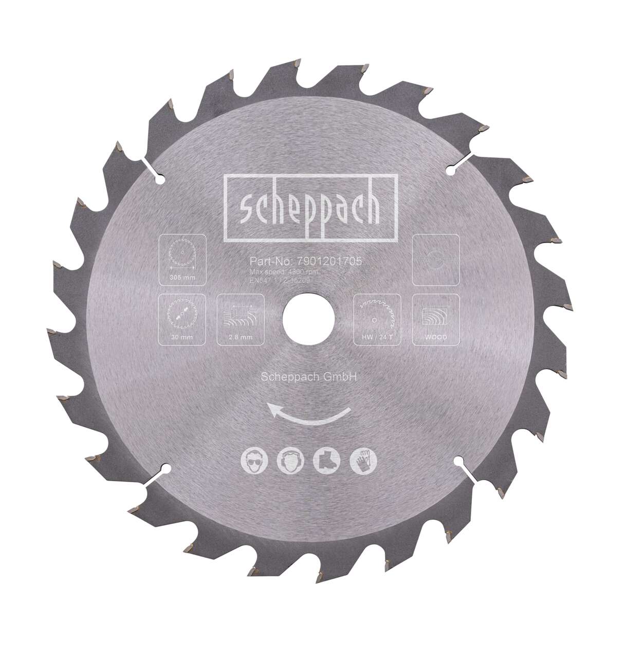 Kreissägeblatt 305x30x3mm 24Z - scheppach