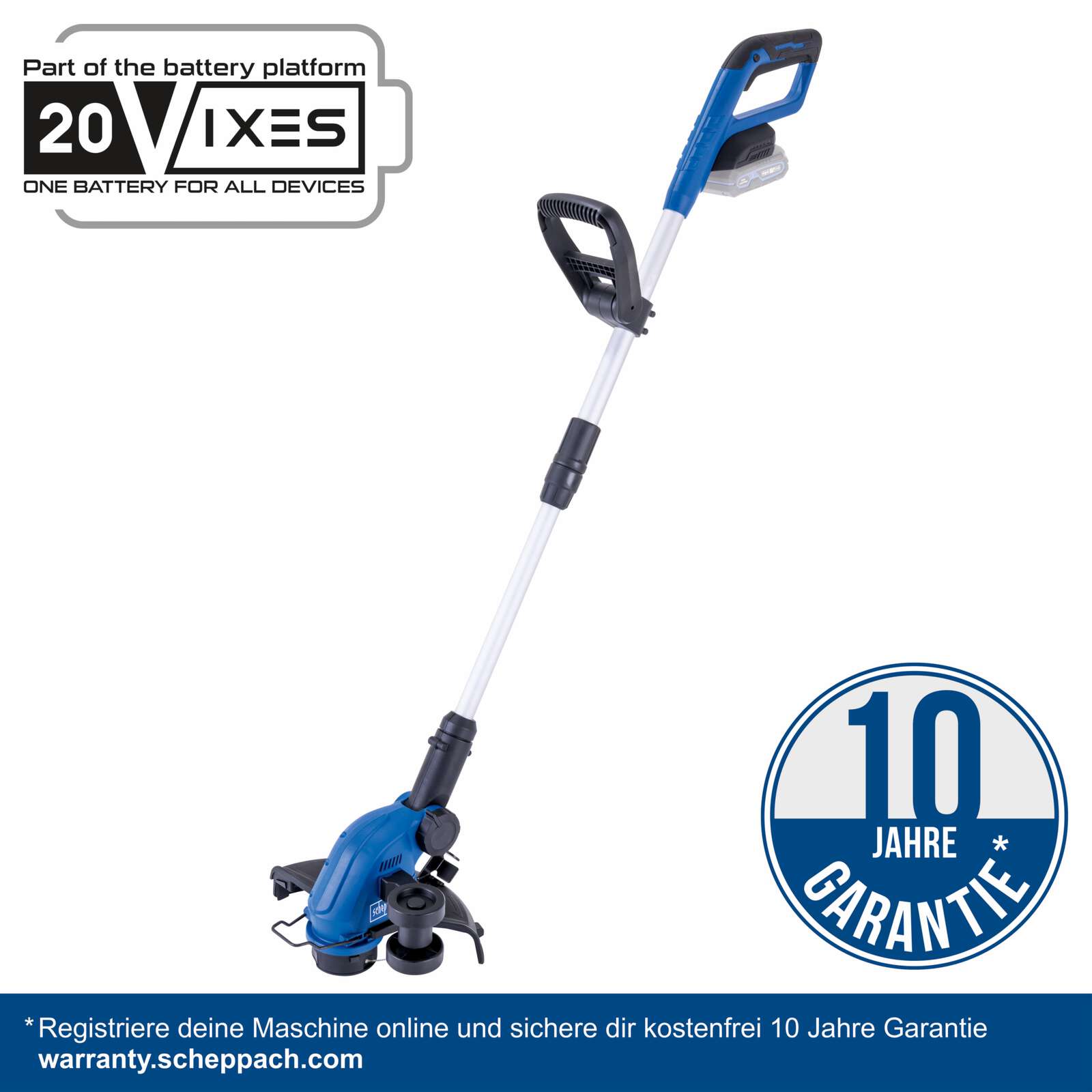 Akku-Rasentrimmer C-LT300-X Scheppach | Schnittbreite 300mm | Fadenlänge 3m | Höhenverstellung 270mm