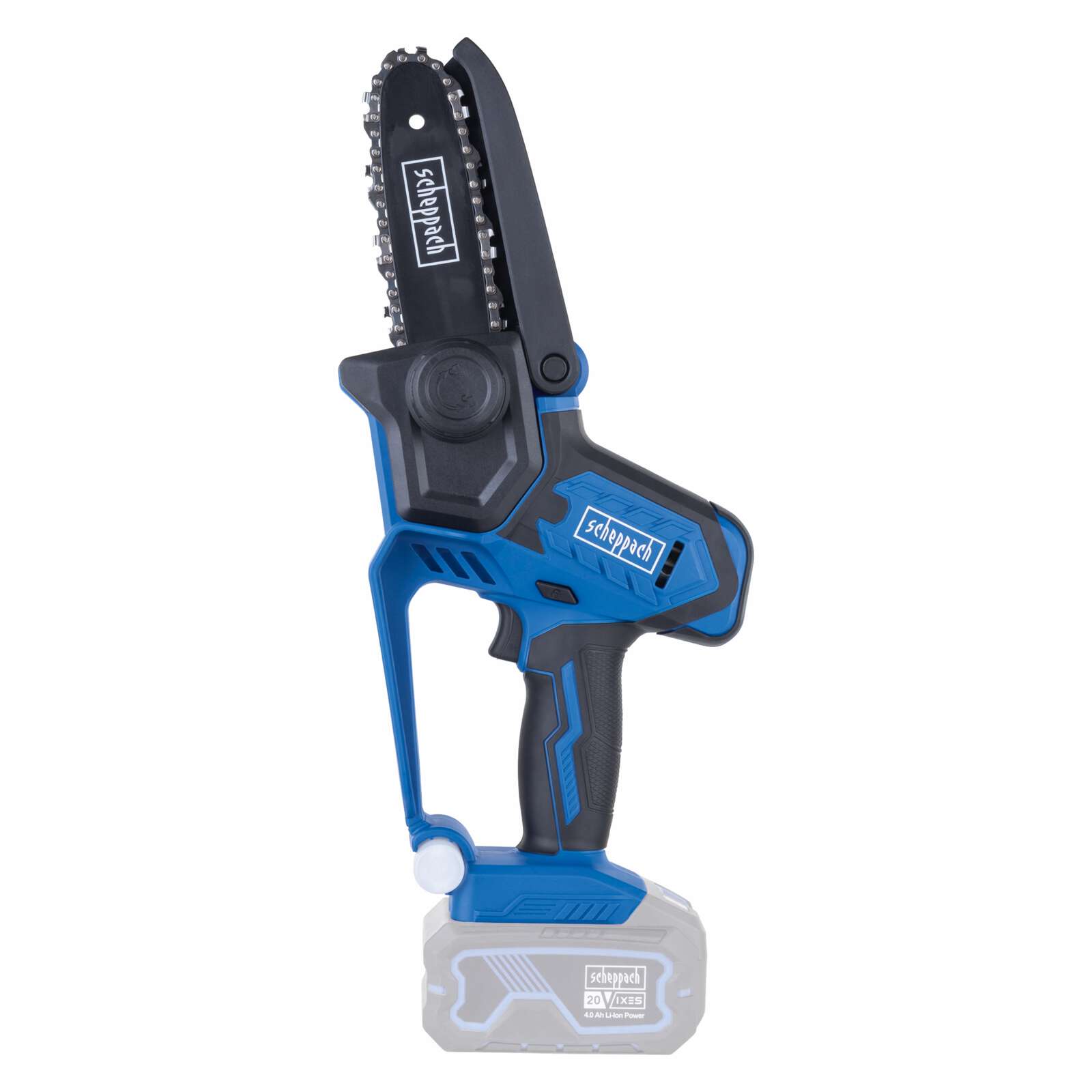 Akku Gehölzschneider C-PS100-X Scheppach - 20V | 5" Schwert | 4,8m/s Schnittgeschwindigkeit | 127mm max. Schnittstärke