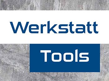 Logo von Werkstatt-Tools, bestehend aus dem Wort 'Werkstatt' in Blau und 'Tools' in Weiß auf blauem Hintergrund.
