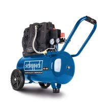 Scheppach Kompressor HC25si, seitliche Ansicht, mit Griff und Rädern, 60 dB laut.