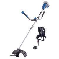 Der Akku-Freischneider Rasentrimmer BC-BCH380/40 von Scheppach verfügt über eine Schnittbreite von 380 mm und 255 mm, einen Schultergurt und eine Trennscheibe mit 125 mm Durchmesser.