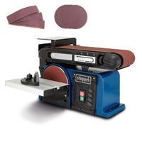 Band- und Tellerschleifer BTS900 von Scheppach mit 100 x 915 mm Schleifband und 150 mm Schleifscheibe. Inklusive 3 Schleifbändern und 3 Schleifscheiben. 230-240V, 50Hz.