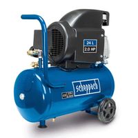 Der Scheppach Kompressor HC26 mit 24L Tank und 2,0 HP Motorleistung. 220L/min Luftdurchsatz.