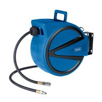 Automatik Druckluft Schlauchtrommel AHR15 Scheppach mit 15m Schlauchlänge, max. 15 bar Arbeitsdruck, 180° schwenkbar, tragbar und mit Autostopp.