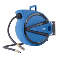 Automatische Druckluft-Schlauchtrommel mit 15 Meter Länge, 180° drehbar und tragbar, inkl. Autostopp-Funktion für Scheppach AHR15