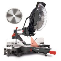 Die Kapp-Zugsäge PX-KZS-305PA Practixx verfügt über einen Posaunenauszug, Laserführung und Softstart für präzise Schnitte. Die maximale Schnitthöhe beträgt 180mm x 340mm.