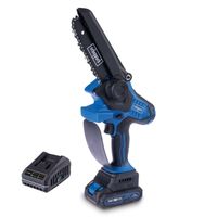 Der Scheppach Akku-Gehölzschneider BC-PS150X Set S mit 2,6 Ah Akku und Ladegerät. 150 mm Schneidlänge, 400 Schläge pro Minute, 12 mm Schnittkapazität.