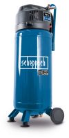 Scheppach Kompressor HC51V stehend, 50L Kessel, 230V, 1500W, ölfrei und wartungsarm. Ansicht von vorne.