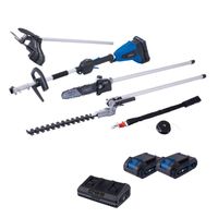Das Akku-Multifunktionsgerät BC-MFH400-X von Scheppach bietet 4 Funktionen, inklusive Drehzahlanpassung. Das Set enthält 2 Akkus und ein Doppelladegerät. Es ist brushless und ideal für den DIY-Einsatz.