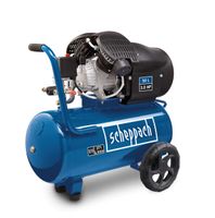 Druckluftkompressor HC500 von Scheppach, 50L, 3,0 HP, 371L/min Ansaugleistung, seitliche Ansicht.