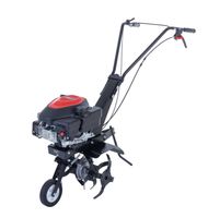 Benzin-Motorhacke MTP370 Scheppach, seitliche Ansicht. 2,5 kW / 3,4 PS. 4-Takt-Benzinmotor. 16 Messer. 360 mm Arbeitsbreite. 130 mm Arbeitstiefe.