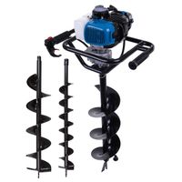 Erdbohrer EB2000 mit 1,97 PS, 800 mm Tiefe, 0 bis 370 min-1, inkl. 100 mm, 150 mm und 200 mm Bohrer. Der Erdbohrer wird von vorne gezeigt.