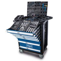 Werkstattwagen TW1100 Scheppach mit 7 Schubladen, abschließbar, Räder mit Sperrfunktion, Soft-Grip Handgriffe, 70-teiliges Werkzeugset. Wichtige Merkmale: robuste Konstruktion, hohe Belastbarkeit, praktische Aufbewahrung für Werkzeuge.